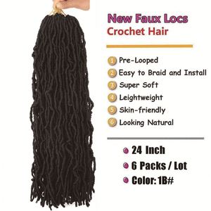 Extensiones de Cabello Trenzado Pre-Estiradas NU Faux Locs, Estilo Mariposa, de 10 a 30 Pulgadas, Sintéticas de Alta Calidad, Pre-Enlazadas - Product Image 6