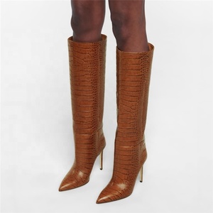 Women Pointy Toe Sexy Knee High <b>Boots</b> Animal Print Big Size 48 Winter Lady's Dress <b>Boots</b> Thin High Heel - Product Image 2