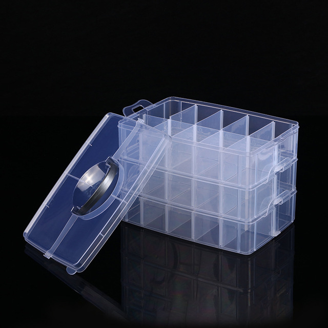 13x7.48x9.44 Inches 3-Tier Stackable Storage Container Box with Dividers 30 Compartments Bead Organizers for Art Craft Storage
