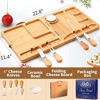 Nouvelle Planche à Charcuterie 2026 – Cadeau pour Femme – Planche à Fromage Pliante en Bambou avec Ensemble de Couteaux – Cadeau Unique pour Épouse ou Mariage