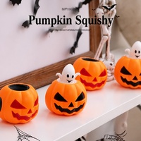 Nouveauté 2026 : Jouets anti-stress amusants à pincer en forme de citrouille, Hamster tête amusante pour Halloween à décompresser, Petits cadeaux fantômes à presser