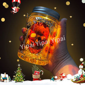 9 in 1 kar küresi su Glitter Tumbler cam turşu kavanozu ile güneş Led ışık boş süblimasyon çift duvar kar küresi cam turşu kavanozu cam turşu kavanozu - Product Image 6