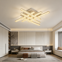 Plafonnier LED moderne JACKSUN pour la maison, en acrylique et cristal, lumière tricolore, lampe de plafond à intensité variable 20'' avec télécommande pour chambre à coucher