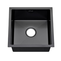 Évier carré moderne en acier inoxydable 304 Nano Black, grand format, à poser sous plan, fait main, brossé, à cuve unique, pour usage domestique, vanité ou bar