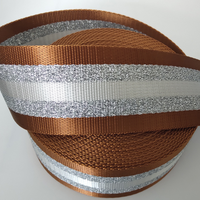 Liman Hot Sale Customized Colorful Glitter Metallic Yarn Woven Polyester Webbing (Nylon Look) High Tenacity Sustainable 1 1/2"