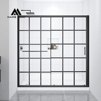 Porte de douche coulissante double en verre dépoli Mars Villa USA Europe, cadre noir mat, fabrication de portes de douche pour l'intimité