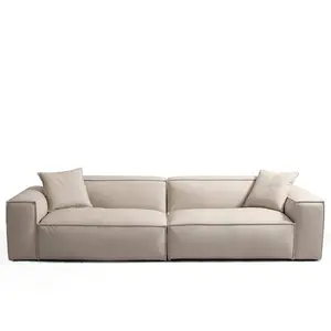 Sofa bagian Modern desain sederhana furnitur ruang tamu sofa bentuk blok kulit