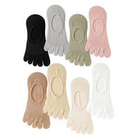 Chaussettes de yoga tricotées à cinq doigts pour femmes, fines et respirantes en maille, couleur unie, sans talon, invisibles en coton pour l'été