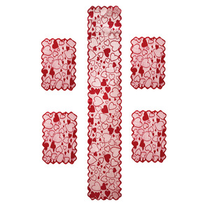 Ensemble de chemins de table en dentelle en forme de cœur pour la Saint-Valentin, décoration de bouteille de vin rouge pour mariage, nappe festive pour la décoration de fête romantique - Product Image 3