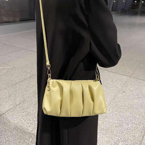 New European and American fashion women's <b>bag</b> chain Pu leather armpit <b>bag</b> popular high sense pleated shoulder <b>bag</b> - Product Image 4