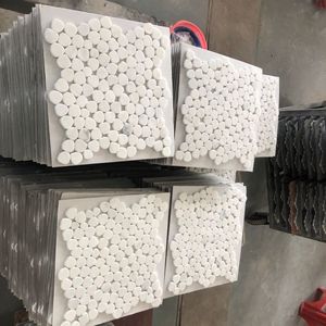 Tùy chỉnh đá tự nhiên Gạch <span class=keywords><strong>Mosaic</strong></span> Trắng Cobble đá cẩm thạch cho tường sàn Tính năng mô hình thiết kế màu sắc phù hợp với 12 by12 Kích thước - Product Image 6