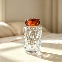 Flacon diffuseur de luxe haut de gamme en verre facetté de 200 ml, flacon vide en forme de cône inversé pour parfum d'ambiance