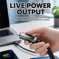 1/2 Stück 4-in-1 65W Standard USB Typ-C Schlüsselanhänger-Ladekabel mit Spannungs-/Strom-/Leistungsanzeige für iPhone/iPad/Laptop