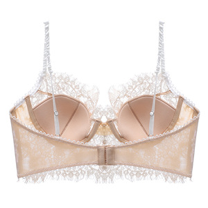 French Lace Push-Up Bra With U-Shaped Thin Pads and Floral Embroidery Backless Wireless Design for a Lifted and Shaped Bust - Product Image 3