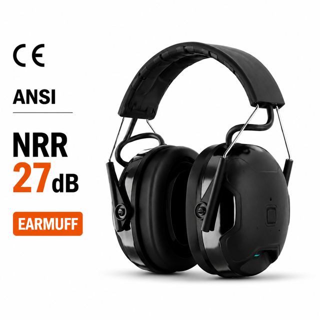 ANSI CE Certified Hearing Protection Ear Muffs NRR 27dB Industrial Safety Bluetooth Earmuffs Factory Direct Price