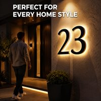 Plaque de porte lumineuse ZL LED pour numéro de maison, panneau d'adresse moderne pour maison ou bureau, IP65 avec CE RoHS