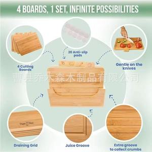 Bamboo Categorized Cutting Board <b>Set</b> Anti Bacterial Rectangle For Kitchen Use - Product Image 2