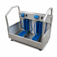 Nouvelle Station de Désinfection Électrique Manuelle pour Chaussures, Double Brosses, Garde-Corps Latéraux en Acier Inoxydable pour Abattoirs et Usines Alimentaires