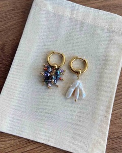 Boucles d'oreilles pendantes en perles d'eau douce, perles baroques irrégulières, créoles plaquées or, bijoux faits à la main, minimalisme, haute brillance, pour elle - Product Image 1