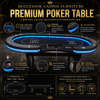 Table de poker pliable SUCCESSOR Casino LED pour 10 personnes, Texas Holdem, table de jeu professionnelle de luxe personnalisée avec matériaux haut de gamme