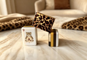 Juego de Mahjong Americano con Estampado de Leopardo, 160 Fichas con Tapete, Juego Completo, Fichas Acrílicas Resistentes, Antideslizantes, Decoración para el Hogar - Product Image 5