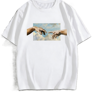 T-shirt graphique « <span class=keywords><strong>La</strong></span> <span class=keywords><strong>Création</strong></span> <span class=keywords><strong>d</strong></span>'<span class=keywords><strong>Adam</strong></span> » – Art Renaissance, Peinture Classique, Coton Oversize, Manches Courtes, Streetwear, Haut <span class=keywords><strong>D</strong></span>écontracté - Product Image 1