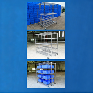 Black Coated 6 Tier Directional Casters Load Rated Easy Rolling Mobile <b>Metal</b> <b>Shelving</b> <b>Rack</b> With Casters With Casters Set - Product Image 2