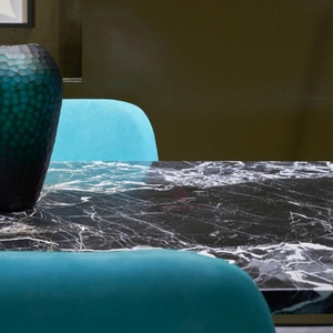 <span class=keywords><strong>Mesa</strong></span> de comedor de mármol negro Napoleón italiano, <span class=keywords><strong>mesa</strong></span> ovalada de piedra natural de lujo para villas de diseño y salas de exposiciones - Product Image 3