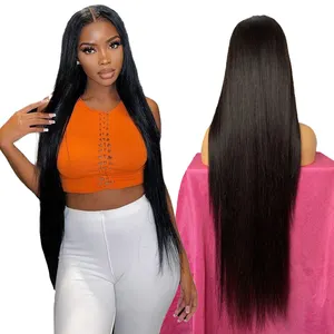 Wig Renda HD Rambut Manusia Virgin Penuh untuk Wanita Peru Hitam Kualitas Tinggi 30 Inci Rambut Brasil Renda Swiss 10 ~ 36 Inci 180% Panjang