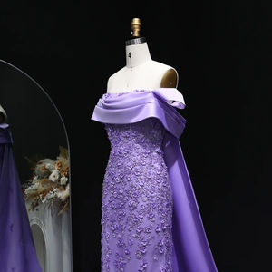 Jancember LSZ555 Vestido de sirena de noche con lentejuelas y cuello barco árabe - Product Image 4