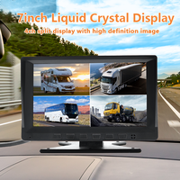 Moniteur AHD 7 pouces 4 canaux avec DVR, entrées 4CH 1080P/720P, connecteurs M12, enregistrement en boucle, moniteur multi-vues pour camion et bus