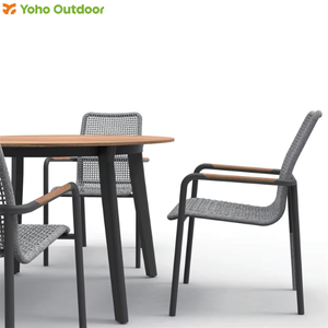 Moderno de lujo promocional de 4 plazas al aire libre de Metal de aluminio Patio Muebles de Jardín mesa de comedor silla conjunto para Hotel Escuela Parque - Product Image 3