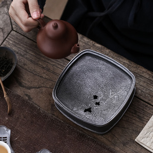 Square <b>Tea</b> Tray With Water Storage For Kung Fu <b>Tea</b> <b>Set</b> Dry Brewing Table Ancient Tin Teapot Stand Viewing Bamboo - Product Image 2