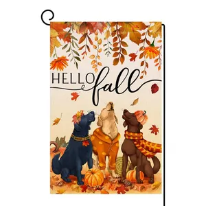 Fall Garden Flag Double Sided Autumn Leaves Thanksgiving Holiday Outside Decorations Burlap Yard Flag