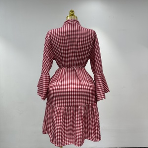 Robe pour <span class=keywords><strong>femme</strong></span> à col en V et manches évasées, respirante, en polyester brodé, pour les saisons printemps, hiver, automne - Product Image 6