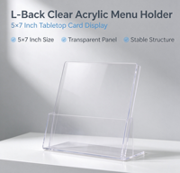 Support de table en acrylique transparent en forme de T, double face, 8,5 x 11 pouces, pour menu de restaurant