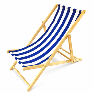 Chaise longue de plage pliable en bois, chaise inclinable réglable pour l'extérieur, chaise de camping portable pour bronzer et se détendre - Product Image 2