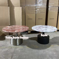 Nouveau design de table basse de luxe en acier inoxydable de haute qualité table basse ronde avec dessus en marbre blanc