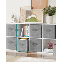 Boîtes de rangement grises pliables avec fond renforcé et doubles poignées pour l'organisation des placards et des étagères