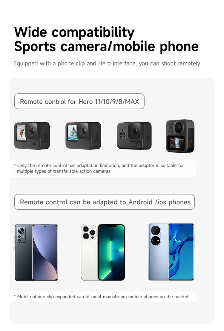 Telesin Remote Control 1.3m Selfie Stick Tripod For GoPro Cameras and Phones