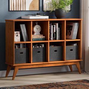 Estante de madera para libros de <span class=keywords><strong>8</strong></span> cubos con <span class=keywords><strong>patas</strong></span>, estantería de madera para sala de estar para niños, estantería de madera de 2 niveles, estantería independiente - Product Image 1