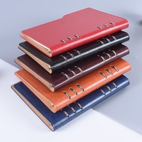 Wenzhou gros A5 cahier d'affaires 100 feuilles couverture en cuir PU épaissi feuilles mobiles imprimé Logo A4 taille bureau cadeau Journal