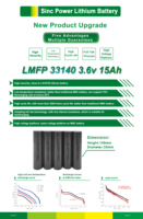 Offre Spéciale : Cellules de batterie lithium-ion LMFP 33140 3.6V 15Ah pour pack batterie 72V 45Ah pour moto électrique