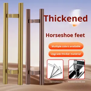 Poignée <span class=keywords><strong>de</strong></span> <span class=keywords><strong>porte</strong></span> en verre en acier inoxydable en forme <span class=keywords><strong>de</strong></span> H moderne avec coins biseautés épaissis, à montage latéral pour portes <span class=keywords><strong>de</strong></span> douche et d'hôtel - Product Image 3