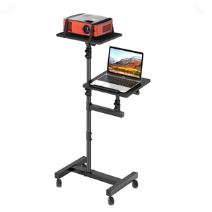 Rolling Projector Stand Cart Tripod with 2 Shelves Mobile <strong>Desk</strong> <strong>on</strong> <strong>Wheels</strong> Adjustable Height From 45" to 64" for Couch - Product Image 1