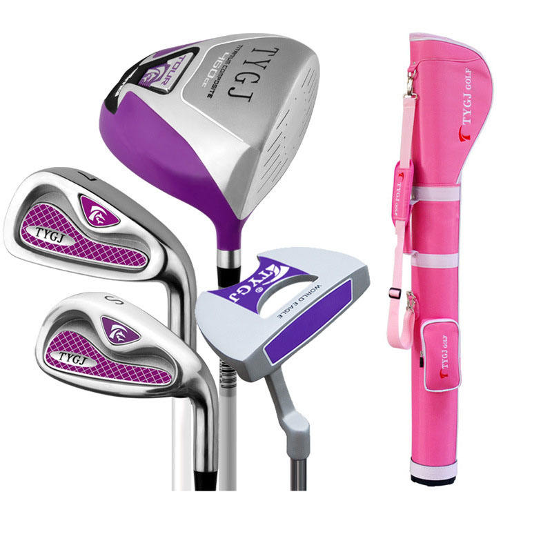 pink 4pcs steel shaft clubs+gun bags