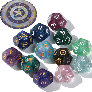 Dados de signos del zodiaco de astrología, juego de mesa de adivinación, dados poliédricos acrílicos de 8 lados, venta al por mayor - Product Image 1