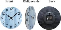 Jam Dinding Gantung Kayu MDF Desain Mewah Art Deco Modern Biru Bertenaga Baterai Quartz Analog Still Life Tanpa Suara Tanpa Bunyi Tik-tok