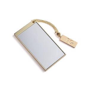 Metal Gold Plating High End <b>Rectangle</b> Fashion Lady Brand Name Cosmetic Compact <b>Mirror</b> - Product Image 3