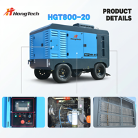 Compresseur d'air diesel remorquable haute pression 18bar 20bar 25bar 700CFM 800CFM avec moteur Cummins, portable pour sites de travail isolés et mines